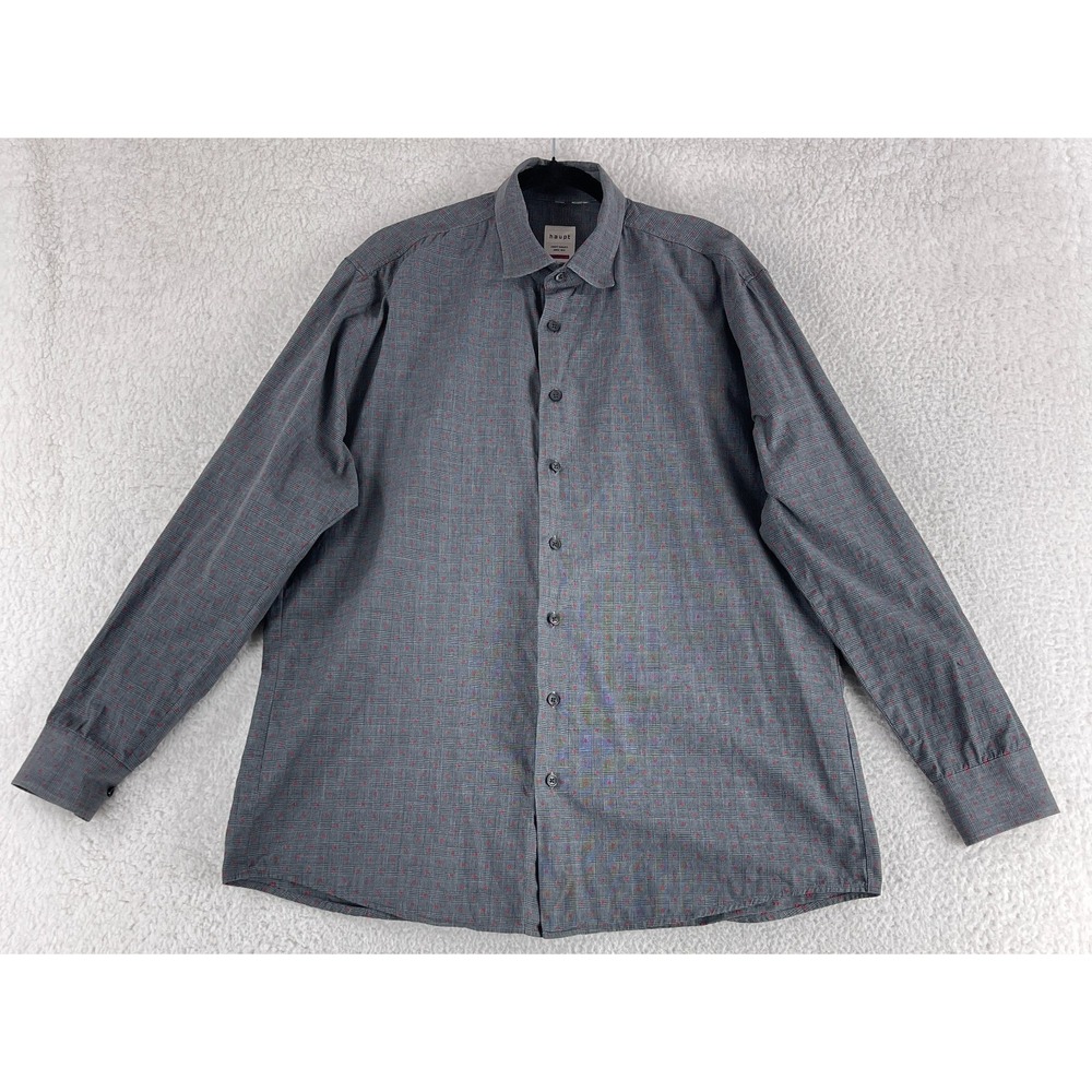 Haupt Button-Up Shirt Mens Size XL Gray Modern Fit Cotton Long‎ Sleeve Casual